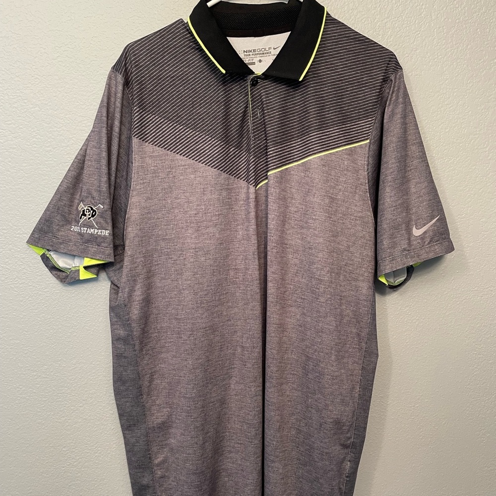 Nike Dri-Fit performance golf polo. University of Colorado CU buffs stampede